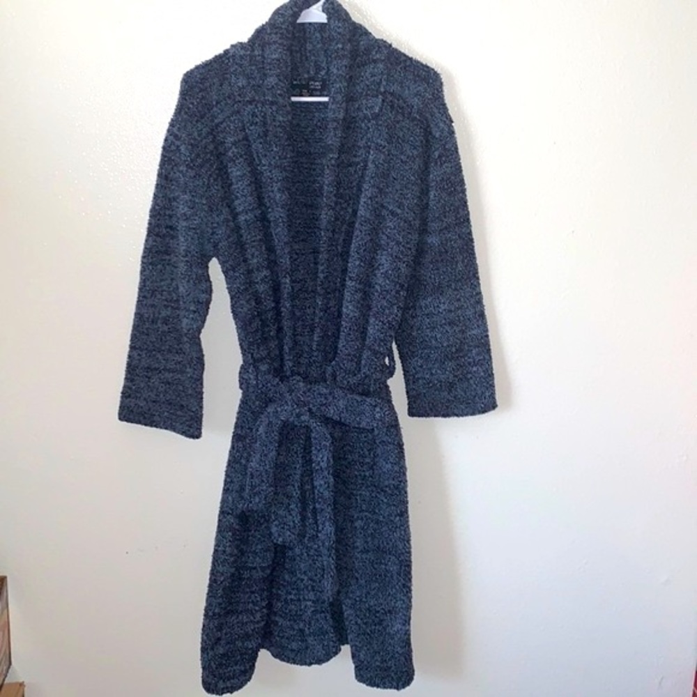 Barefoot Dreams Unisex CozyChic® Long Wrap Cozy Robe in Heather Indigo/D…